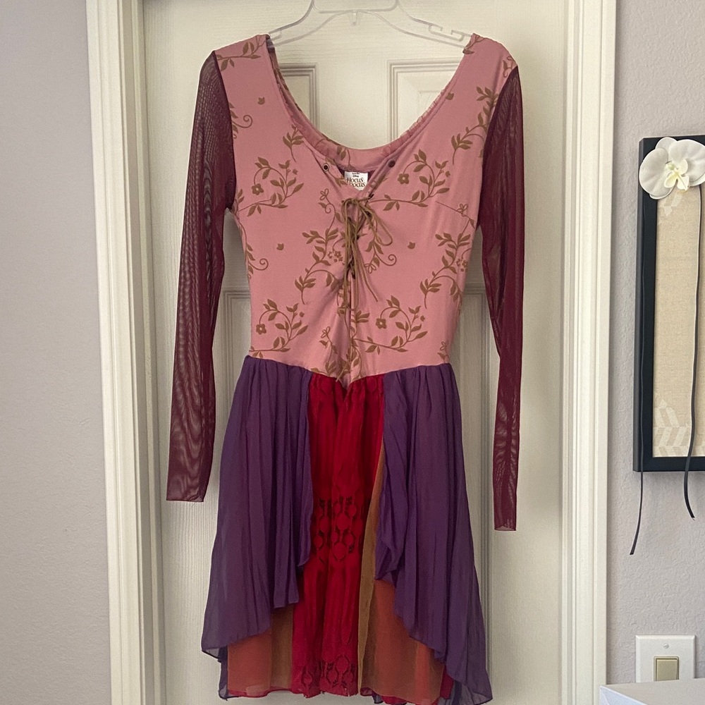 Disney Pink, Maroon and Purple Lace-Up Long Sleeve Dress